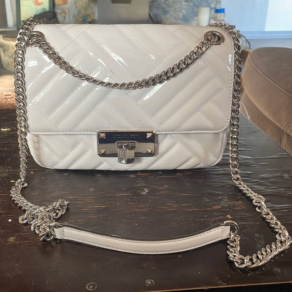 Michael Kors Peyton medium shoulder flap faux leather shoulder bag